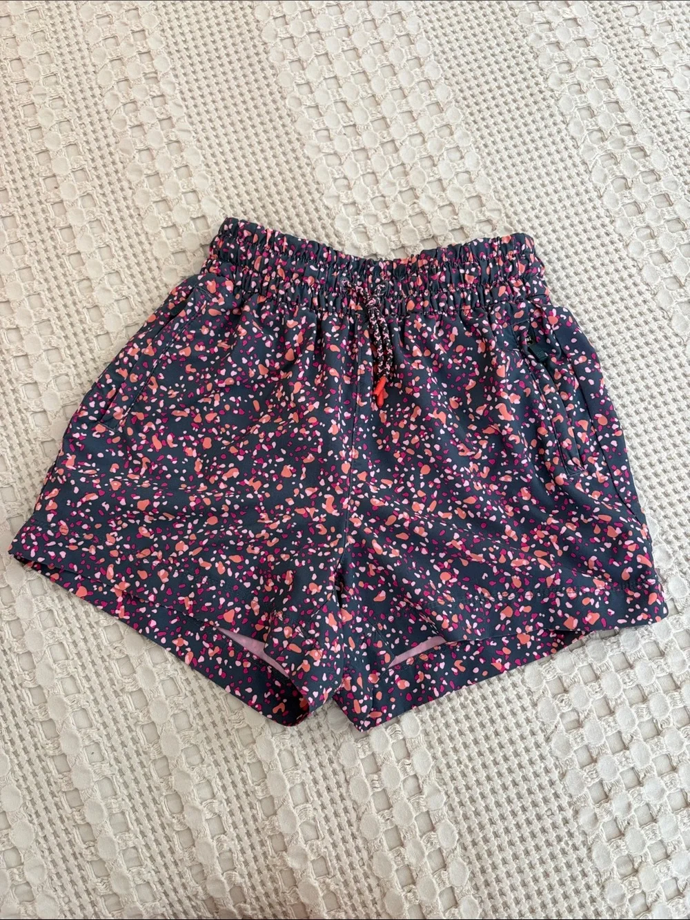 Athleta Girl Girls’ Dark Grey Colorful Confetti Athletic Shorts